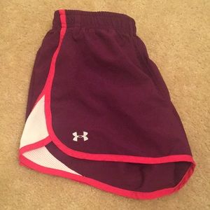 Purple underarmour shorts with pink detail